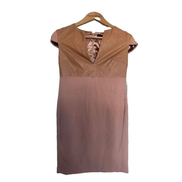 Elisabetta Franchi V-Neck Mini Dress in Beige Women's Size 38 Made in Italy - Picture 1 of 10